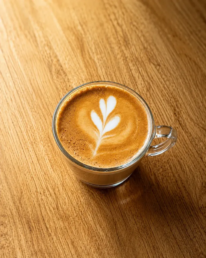 Rumi Café glass latte with cookies