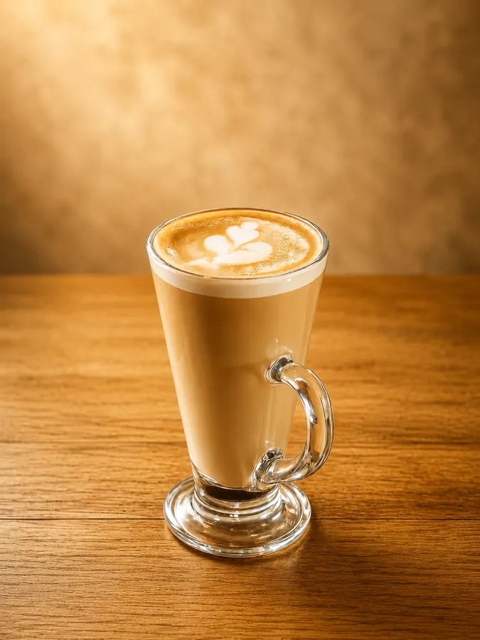 Tall glass latte at Rumi Café
